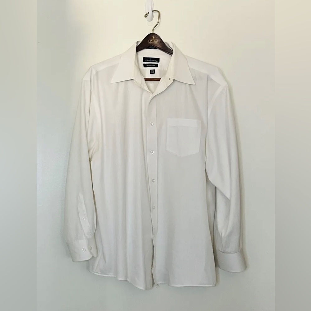 Statements‎ BT Long Sleeved White Ribbed Button Front Shirt XXL